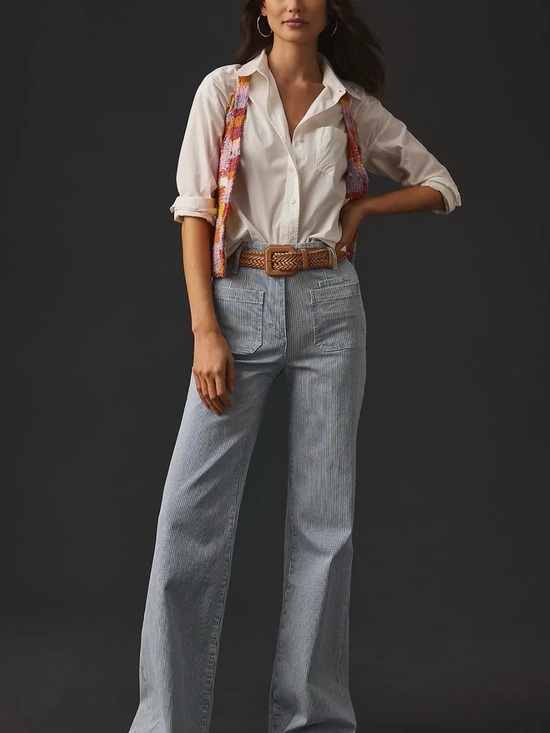 Anthropologie Denim - Maeve By Anthropologie The Junie High Rise Blue & White Striped Flare Jeans (31)